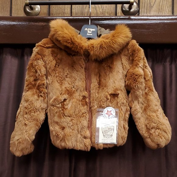 SALE Kid's Tan Rex Rabbit Fur Parka
